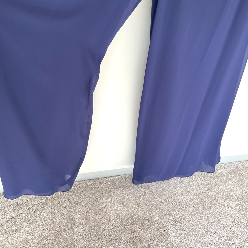 MORILEE Madeline Gardner Halter Chiffon Bridesmaid Jumpsuit in Sapphire 21626 - Picture 9 of 14